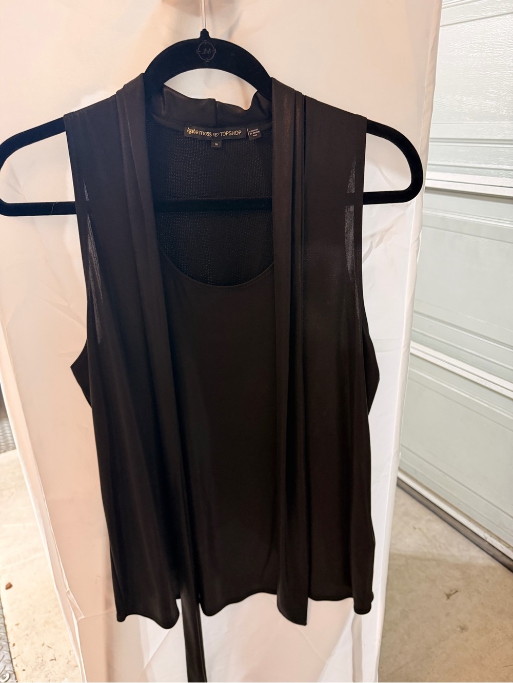 Kate Moss for Topshop Black Sleeveless Scarf Neck Top Size 16 UK Archive Y2K